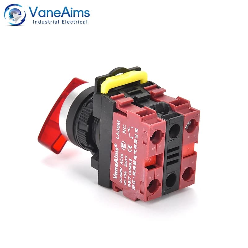 3-Position Rotary Switch Knob | 22mm LA36M | 12V-220V Power Selector with LED Indicator - Thumbnail 5