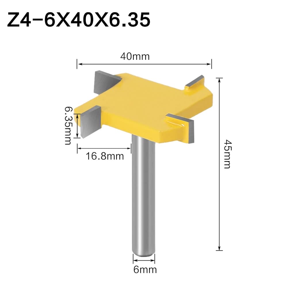 T Type Slotting Cutter | 6mm 8mm 12mm Shank 4 Edge | Industrial Grade Router Bit for Wood - Thumbnail 4