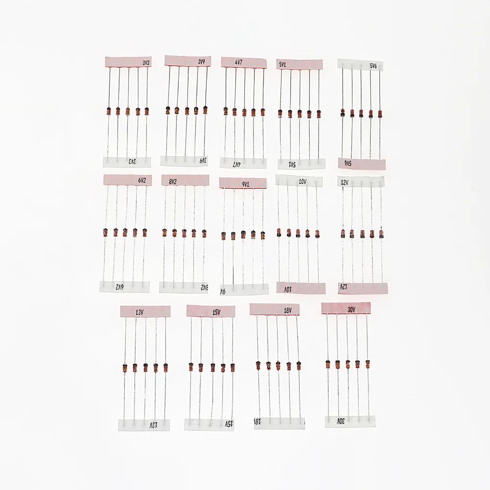 Zener Diode Assortment Kit | 70-Piece Set | 14 Values (1N4728A-1N4751A) for Circuit Protection - Thumbnail 4