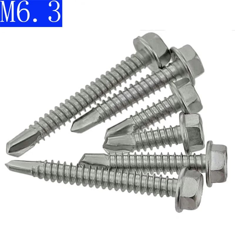M6.3 Self-Drilling Tapping Screws | 410 Stainless Steel Hex Head | DIN7504 Drilling Screws - Thumbnail 2