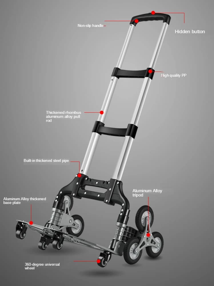 75kg Heavy Duty Foldable Wheel Trolley Folding Truck Barrow Cart Travel Luggage Shopping Cart Portable Home Use Climb Stairs - Thumbnail 4