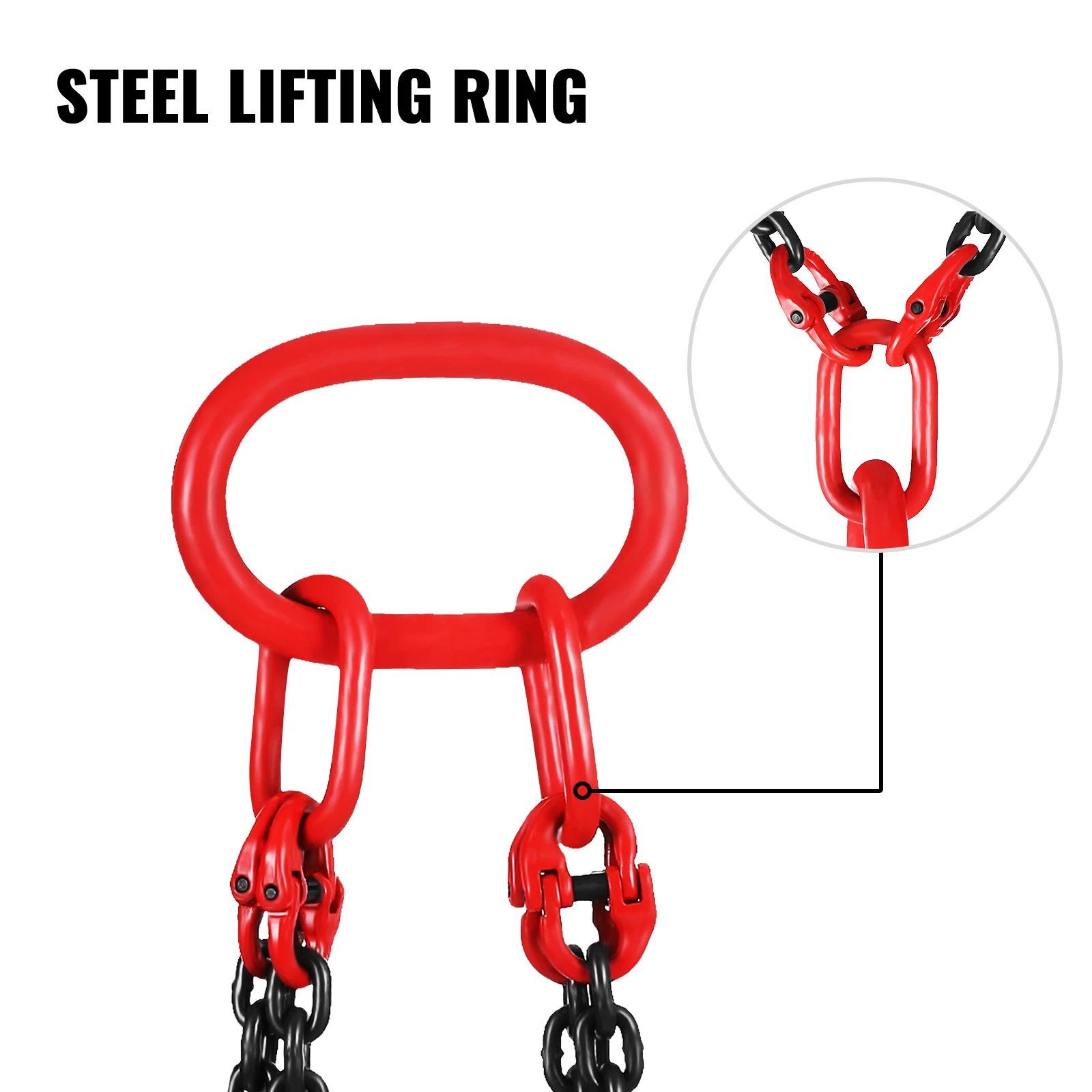 4-Leg Lifting Sling | 5-Ton Capacity | G80 Alloy Steel | Adjustable 1.5M-4M Chains - Thumbnail 5