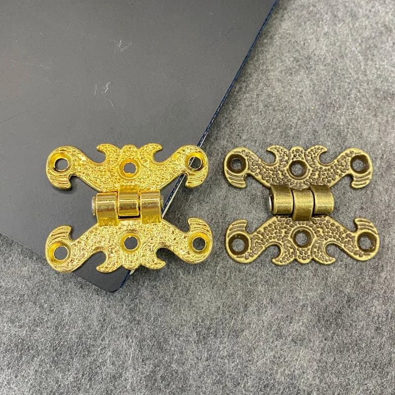 Wooden Box Hinges | 2PCS Bronze/Gold Finish | Gift Chest & Jewelry Case Hardware - Thumbnail 3