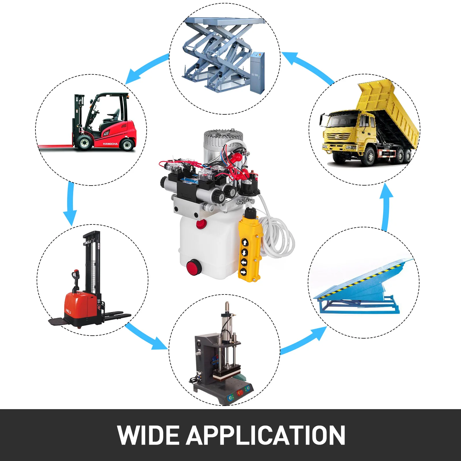 12V Hydraulic Power Unit | Double-Acting Solenoid Pump | 4.5L Reservoir for Dump Trailers & Lifting Tools - Thumbnail 2