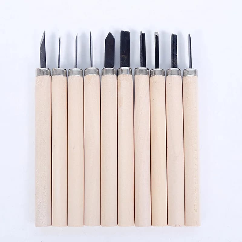 12pcs Professional Wood Carving Chisel Knife Hand Tool Set For Basic Detailed Carving Woodworkers Gouges - Thumbnail 5