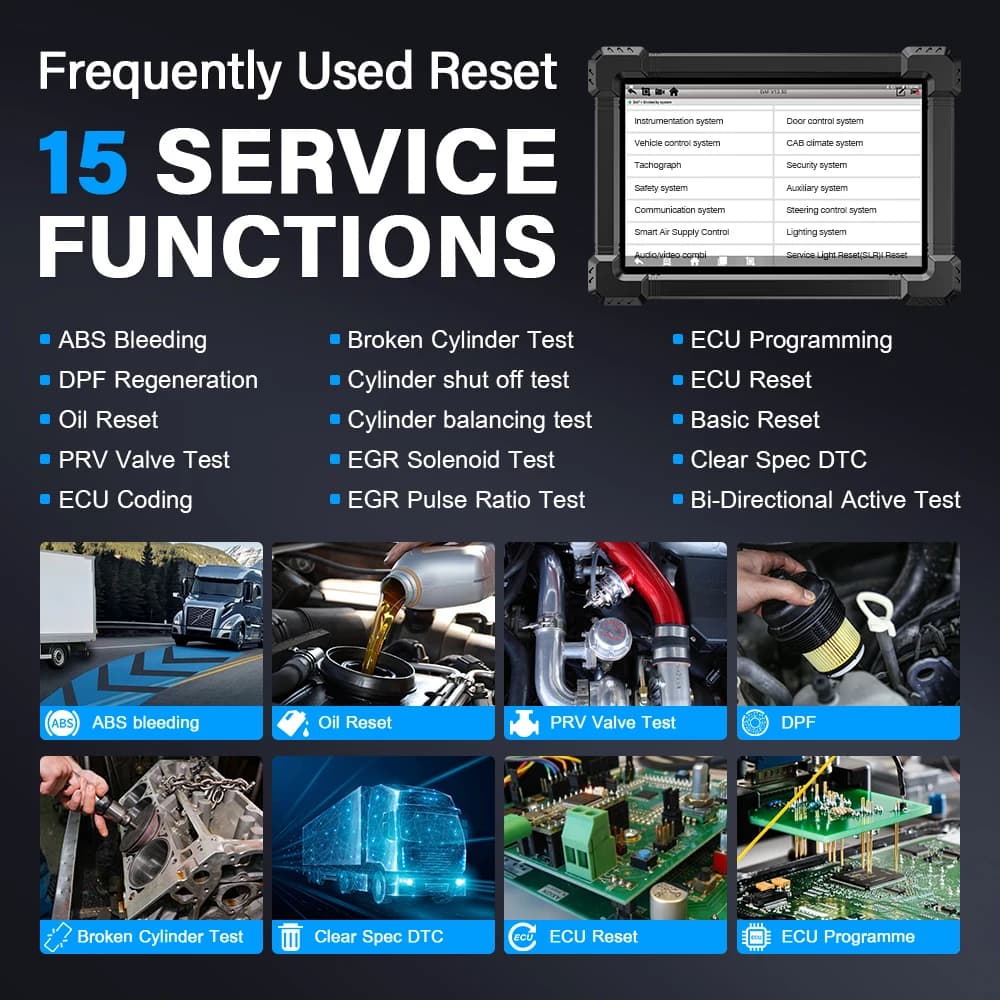 Duty Truck Diagnostic Scanner | 12V/24V OBD2 with DPF Regen | Full System ECU Reset - Thumbnail 3
