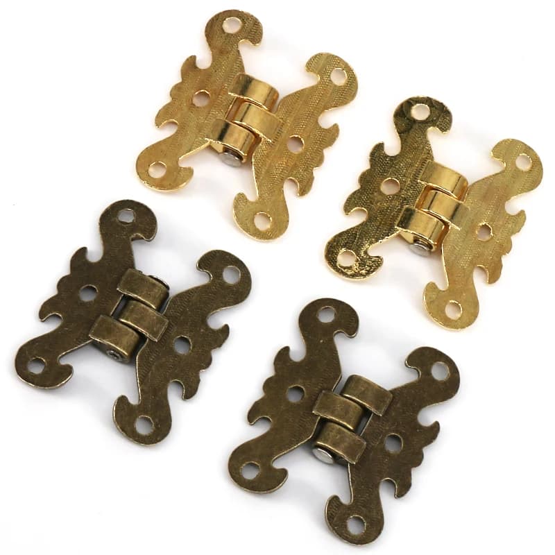 Jewelry Box Hinges | 2PCS Decorative Brass Hardware | For Wooden Cases & Cabinets - Thumbnail 2