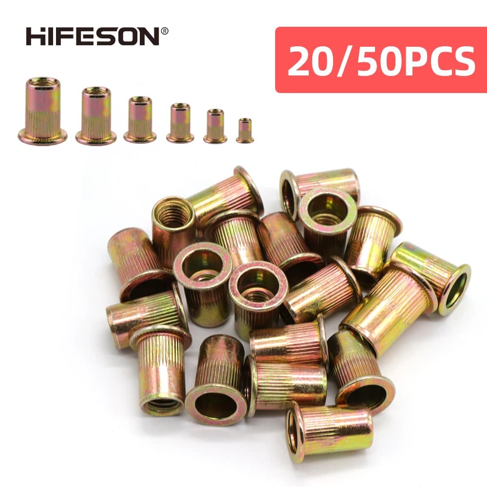 M3-M12 Rivet Nuts | Zinc Plated Carbon Steel Nutserts | Flat Head Threaded Inserts for Nut Gun - Thumbnail 2