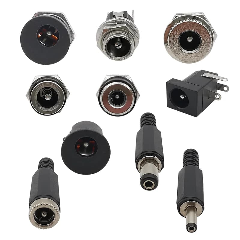 DC Power Connector Kit | 5.5x2.1mm & 3.5x1.3mm Panel Mount Jacks | 10-Piece Set - Image 1