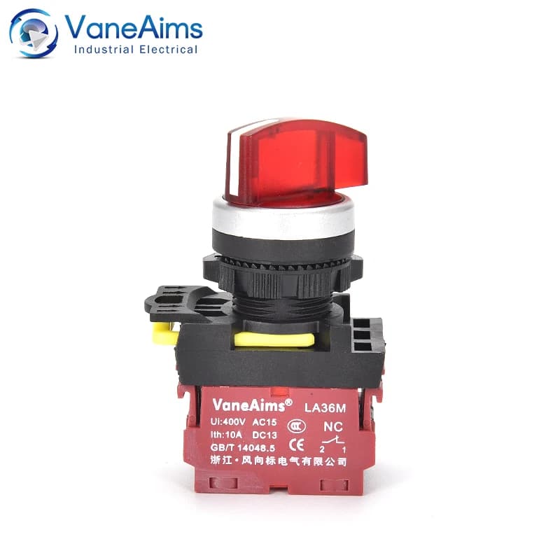 3-Position Rotary Switch Knob | 22mm LA36M | 12V-220V Power Selector with LED Indicator - Thumbnail 4