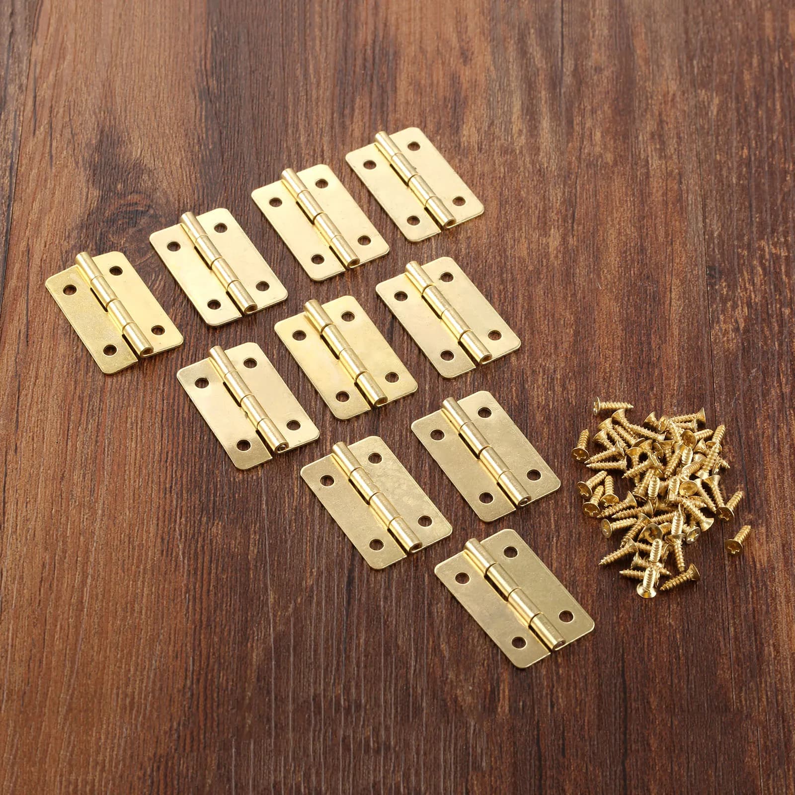 Flat Hinges | 30x21mm Golden Fillet Design | 10Pcs Set for Jewelry & Decorative Wood Boxes - Thumbnail 4