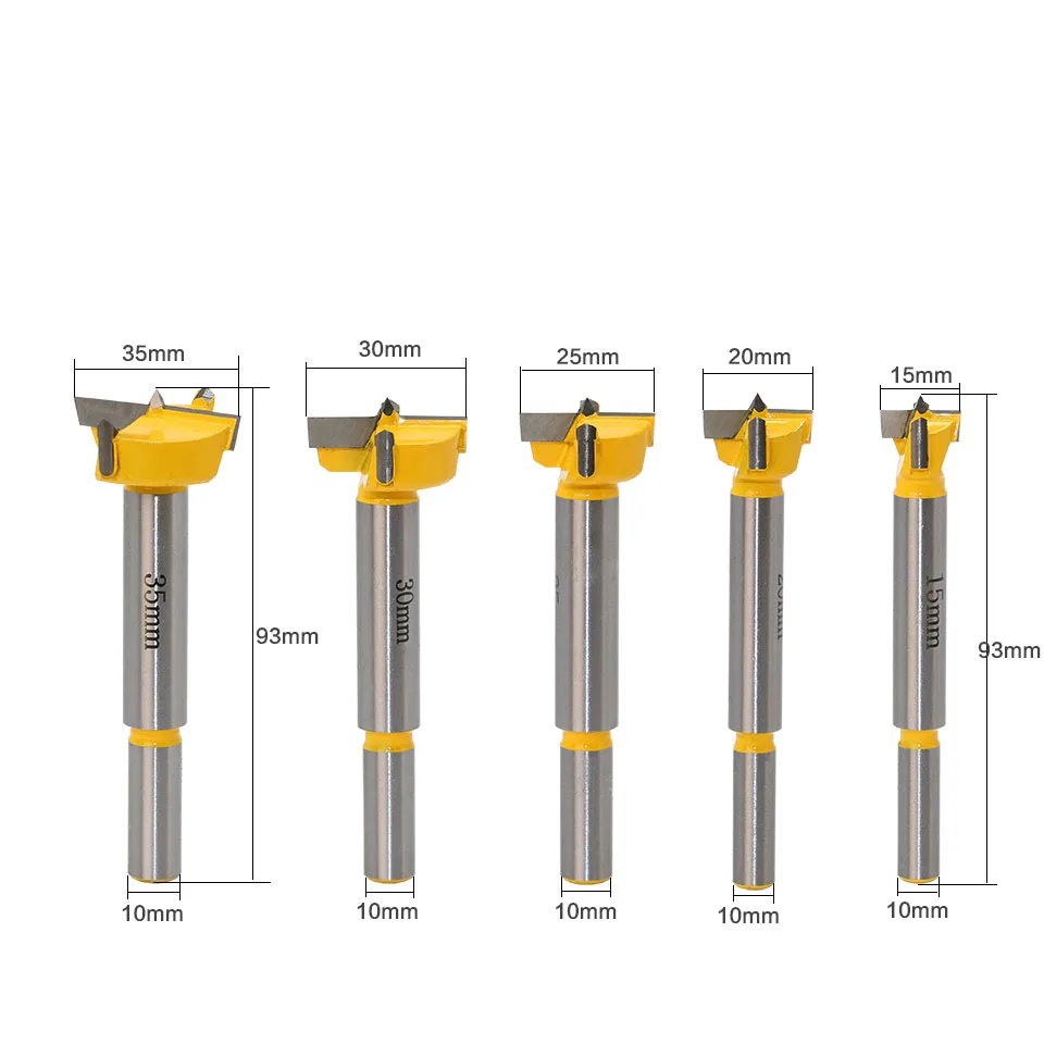 Forstner Drill Bit Set | 5-Piece Hinge Boring Kit | 15-35mm Precision Woodworking - Thumbnail 3