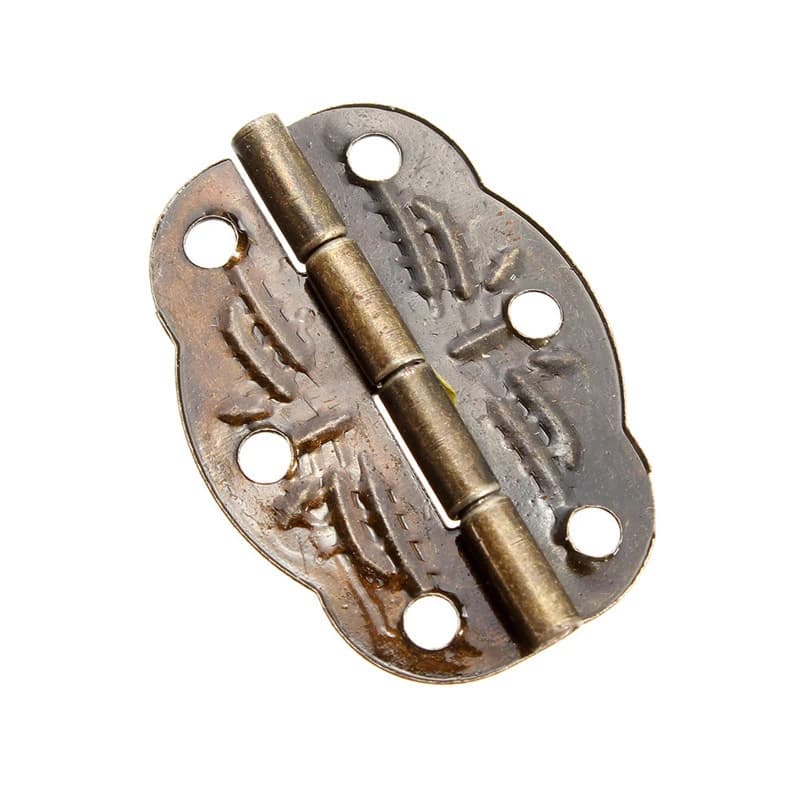 Set of ten 30x22mm door butt hinges in antique bronze finish, alloy construction with 280-degree rotation range.