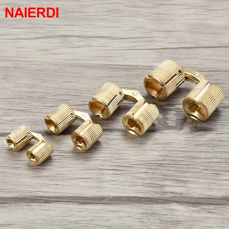 Brass Barrel Hinges | 8-18mm Hidden Cabinet Hardware | Copper Concealed Gift Box Hinge - Thumbnail 5
