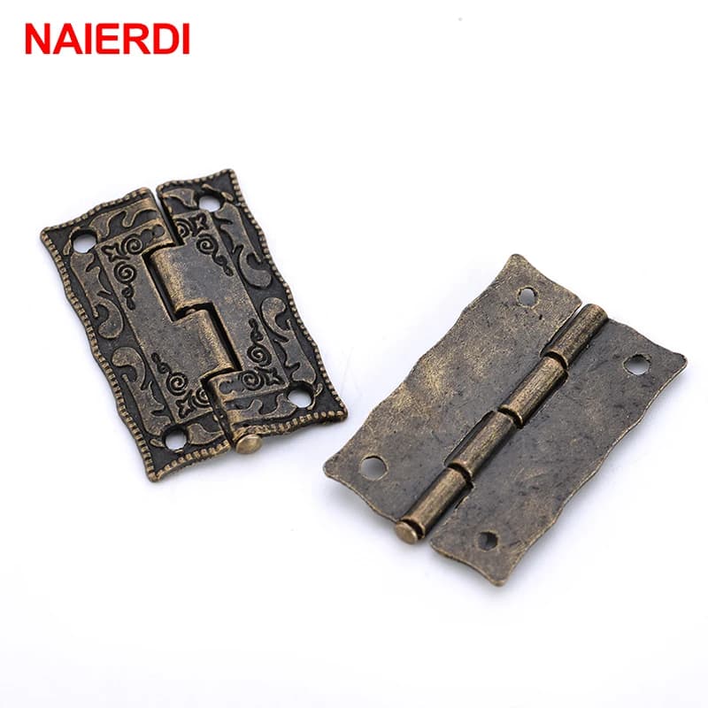 Bronze Decorative Hinges | 10-Piece Mini Hardware Set | Jewelry Box & Wooden Drawer Cabinet - Thumbnail 5
