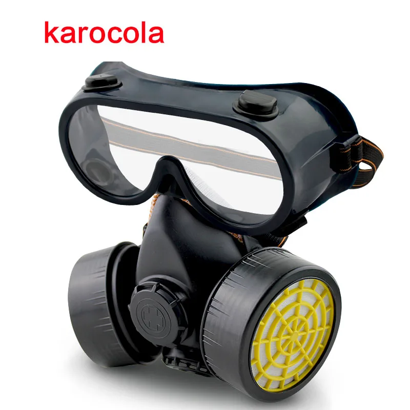 Dual-Cartridge Respirator Mask | Organic Vapor & Chemical Protection | Anti-Fog Goggles - Thumbnail 2