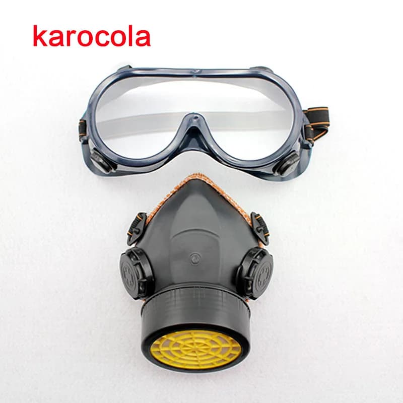 Dual-Cartridge Respirator Mask | Organic Vapor & Chemical Protection | Anti-Fog Goggles - Thumbnail 3