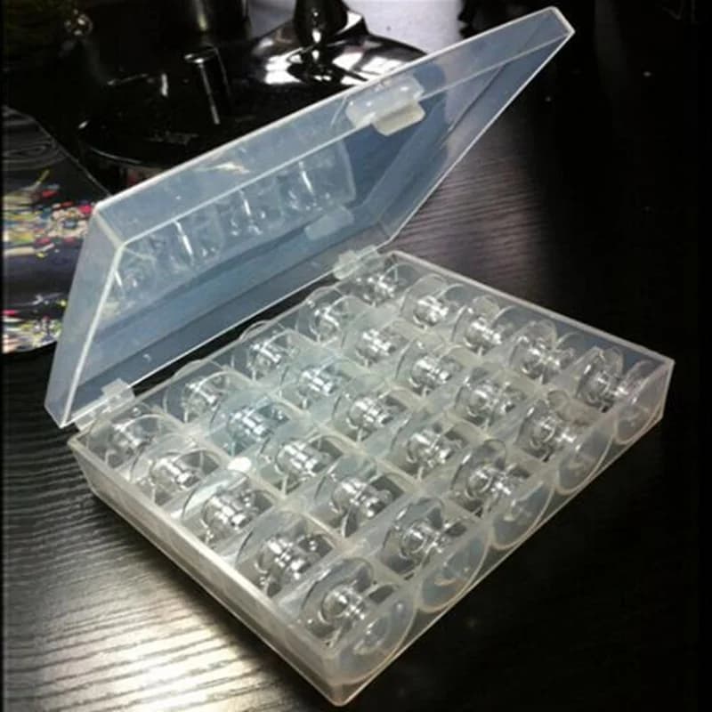 Sewing Machine Bobbins | 25-Piece Clear Spool Set with Storage Box | AA7650 - Thumbnail 3