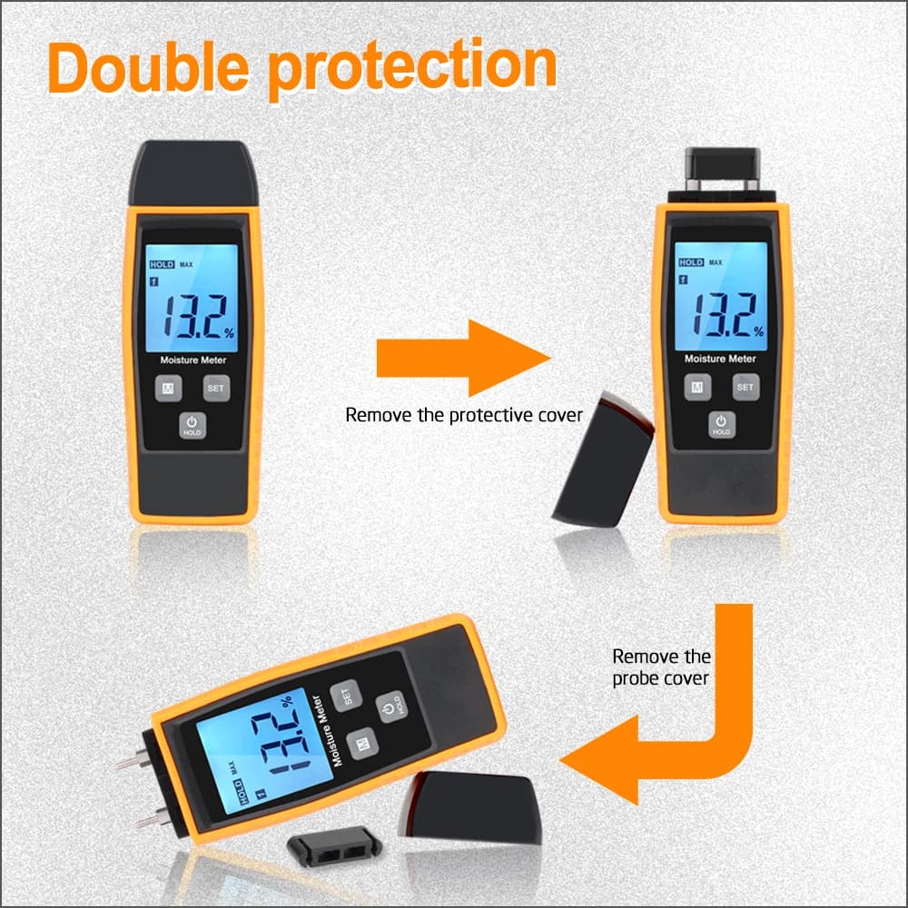 Digital Moisture Meter for Wood & Concrete - 0-80% Range, EMT01 Model, HD LCD Display - Thumbnail 6