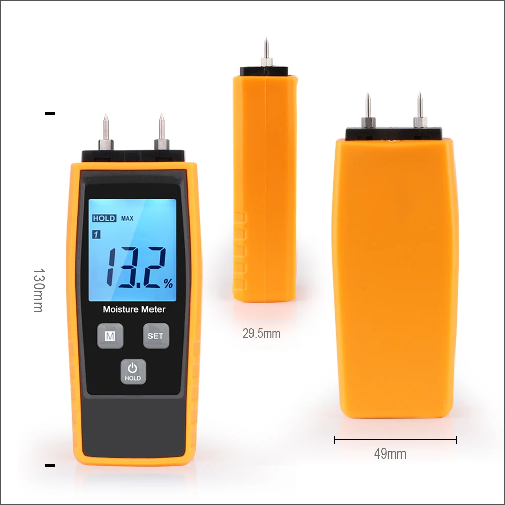 Digital Moisture Meter for Wood & Concrete - 0-80% Range, EMT01 Model, HD LCD Display - Thumbnail 3