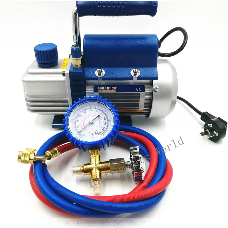 150W Vacuum Pump Set | With Pressure Gauge & Refrigerant Tube | Complete AC Service Kit - Thumbnail 4