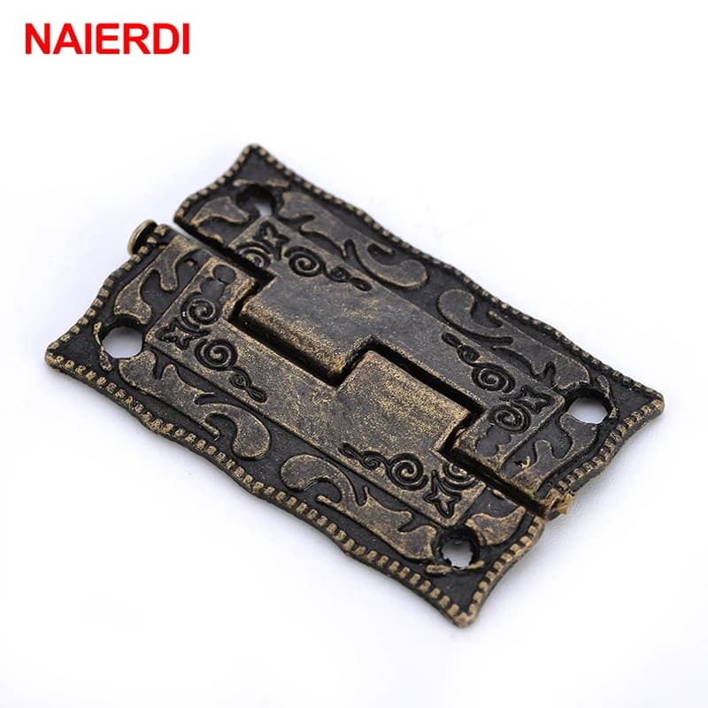 Bronze Decorative Hinges | 10-Piece Mini Hardware Set | Jewelry Box & Wooden Drawer Cabinet - Thumbnail 3