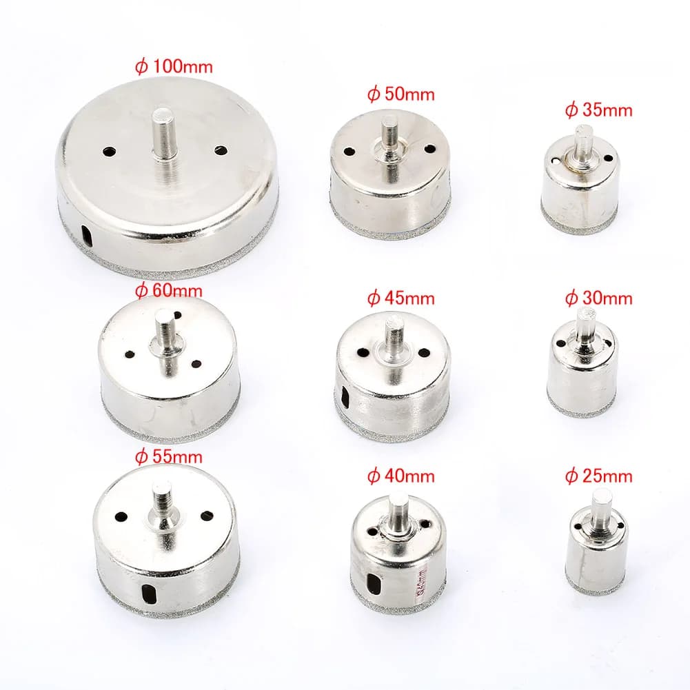 Diamond Core Drill Bits Set | For Glass, Tile & Granite | 25-100mm Hole Saws - Thumbnail 6