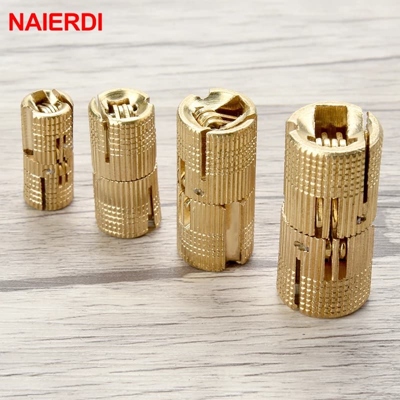 Cabinet Hinges | 8-18mm Brass Cylindrical Design | Invisible Door Hardware - Thumbnail 5