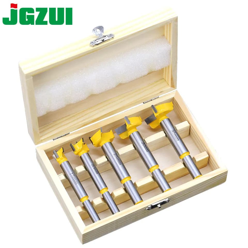 Forstner Drill Bit Set | 5-Piece Hinge Boring Kit | 15-35mm Precision Woodworking - Thumbnail 2
