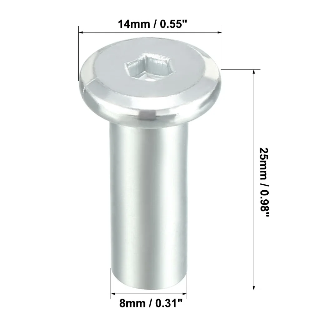 M8 Insert Nut Screw Posts | Iron Nickel Plated Hex Socket Head | Furniture Fittings 30pcs/lot - Thumbnail 5
