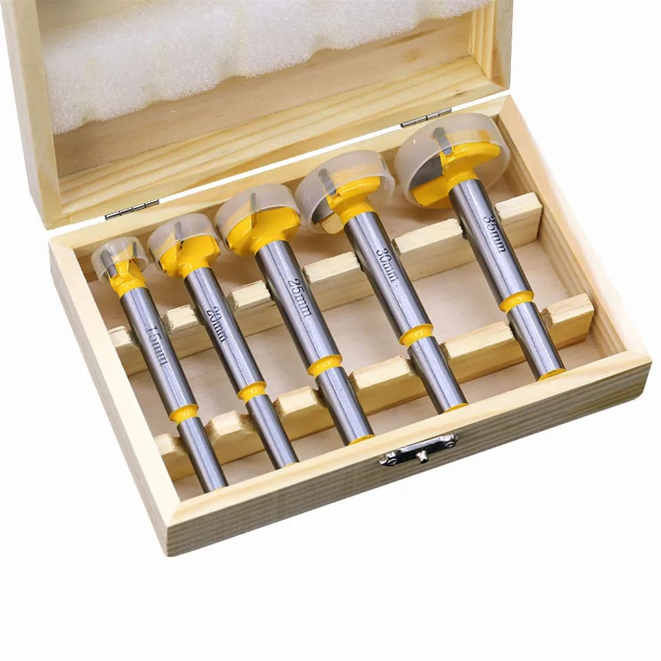 Forstner Drill Bit Set | 5-Piece Hinge Boring Kit | 15-35mm Precision Woodworking - Thumbnail 5