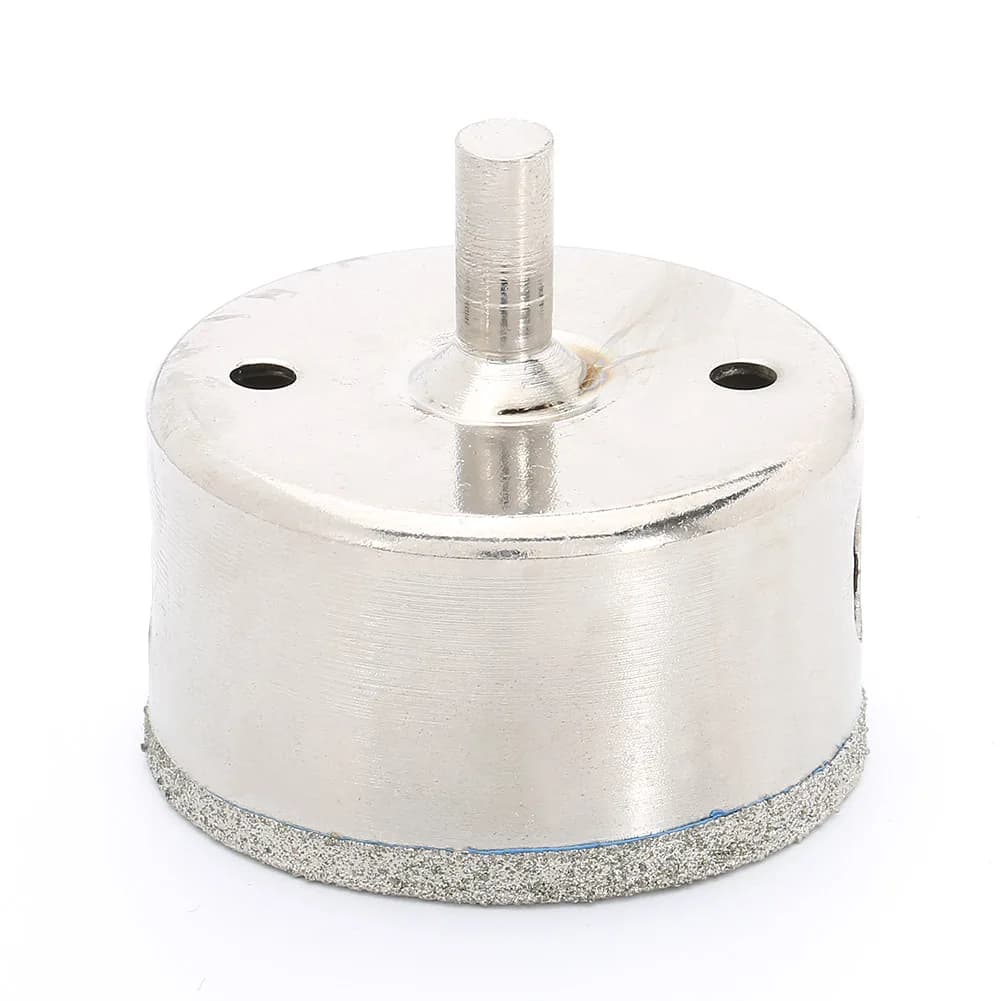 Diamond drill bits set for glass, tile, and granite with hollow core design, 25mm to 100mm hole saws for precise extraction.