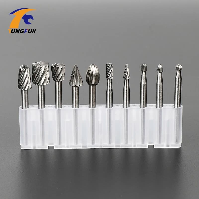 Rotary Burr Mill Cutter Set | 6-10pcs Router Bits | Dremel Engraving Woodworking Tools - Thumbnail 5