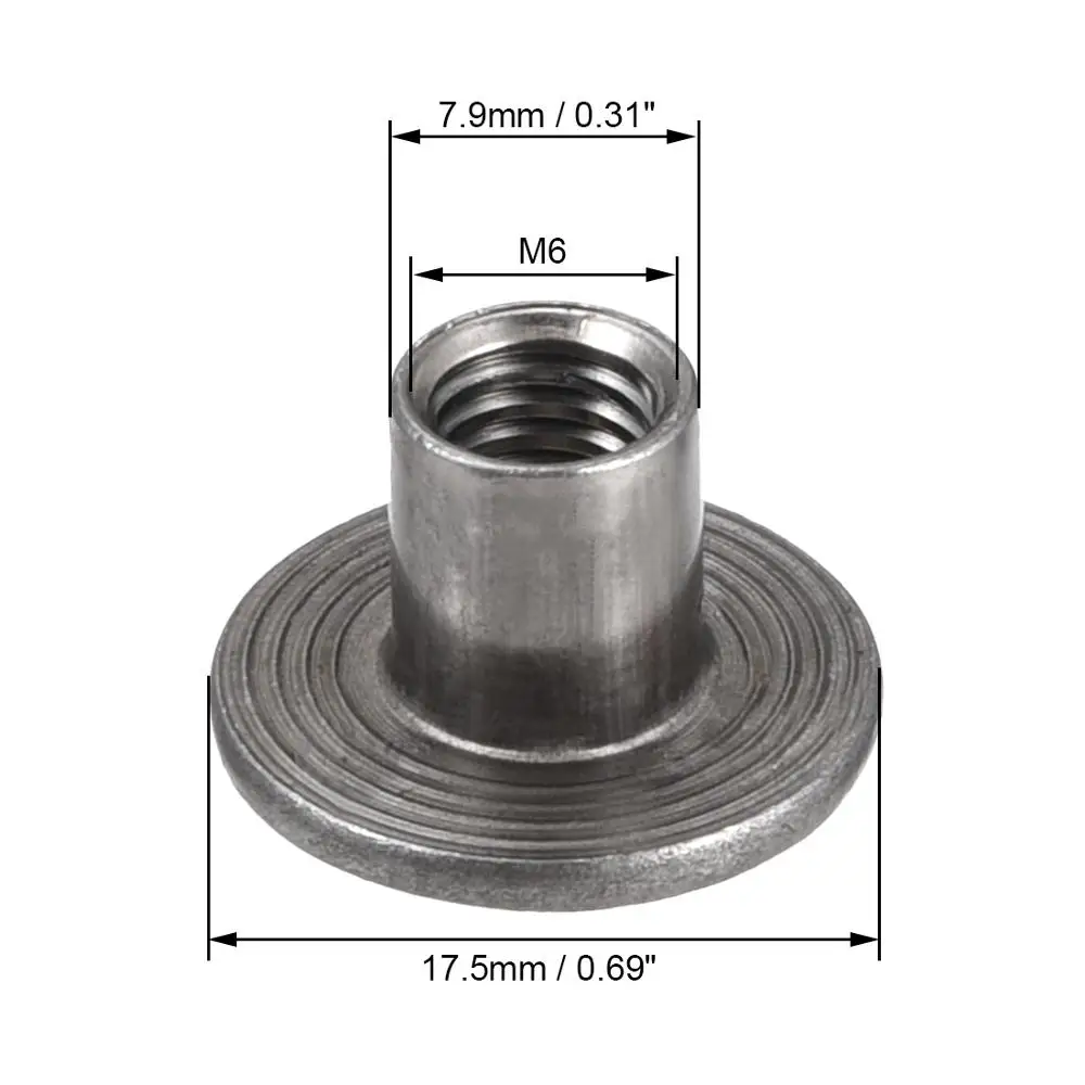 M6 M8 Tee Nuts for Woodworking | Carbon Steel Round Base | 30-Piece Brad Hole Fastener Kit - Thumbnail 5