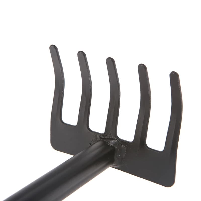 Mini Steel Rake | Home Garden Transplanting Tool | Compact Digging & Soil Tool - Thumbnail 2