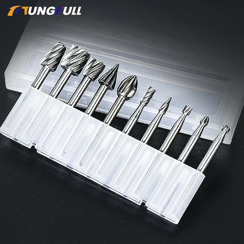 Rotary Burr Mill Cutter Set | 6-10pcs Router Bits | Dremel Engraving Woodworking Tools - Thumbnail 3