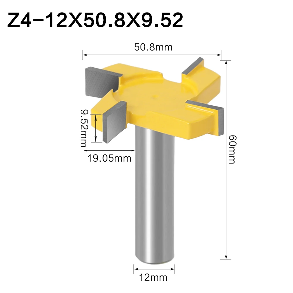 T Type Slotting Cutter | 6mm 8mm 12mm Shank 4 Edge | Industrial Grade Router Bit for Wood - Thumbnail 5
