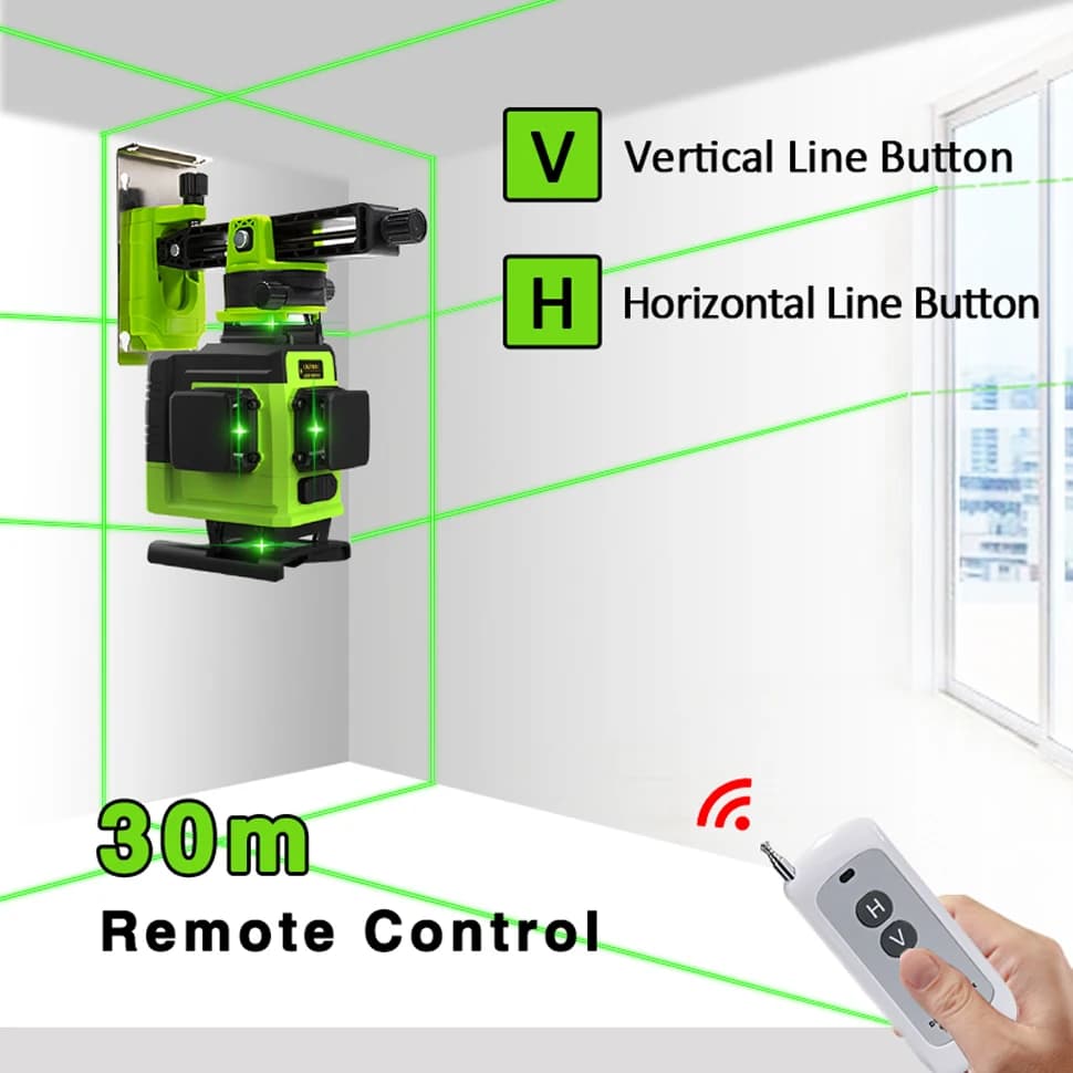 Laser Level | 4D 16-Line Green Beam | Remote Control | 5000mAh Battery - Thumbnail 5