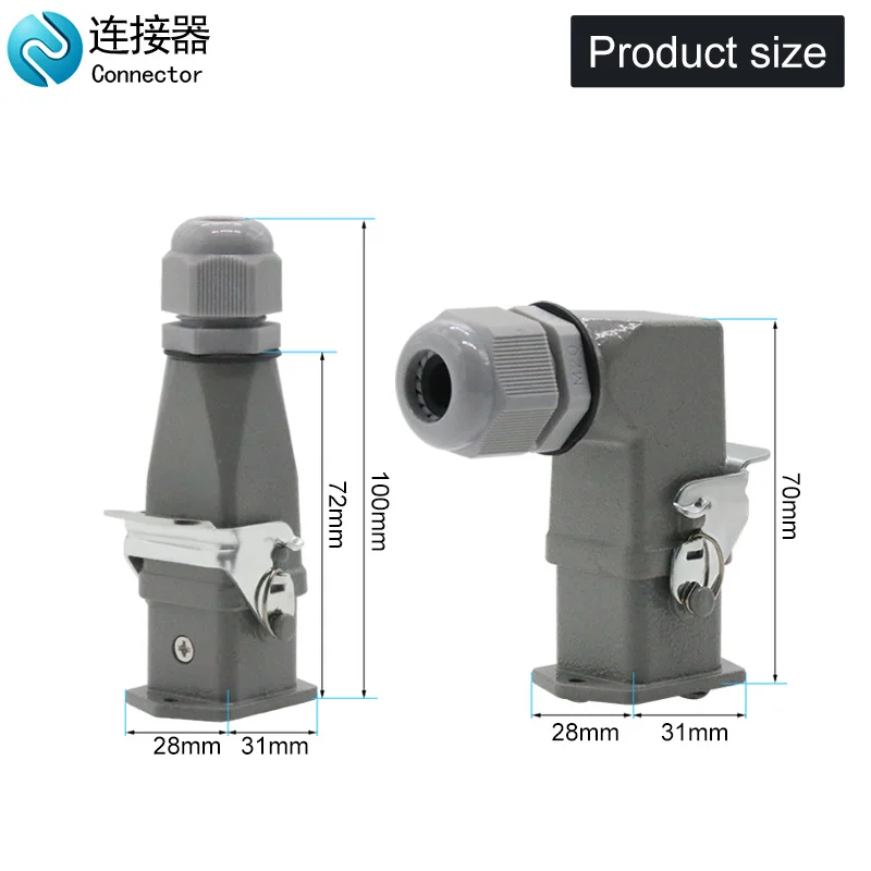 Heavy-Duty Waterproof Industrial Connector | HDC-HA Series | 4-8 Pin | 10A/16A Rated - Thumbnail 3