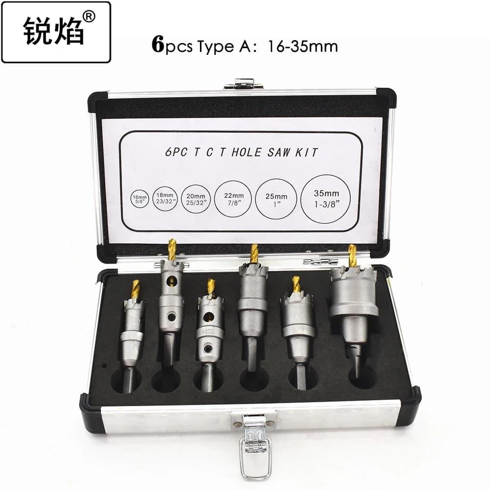 TCT Hole Saw Kit | 6-Piece Set (16-65mm) | For Stainless Steel & Thick Metal - Thumbnail 2