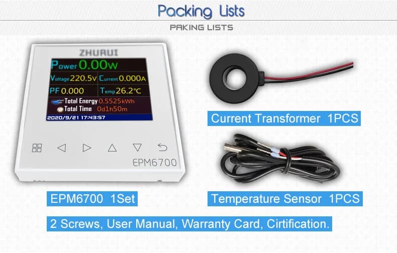 Smart Home Energy Monitor | AC Power Meter with Temperature Sensor | 60A/120A Transformer - Thumbnail 3