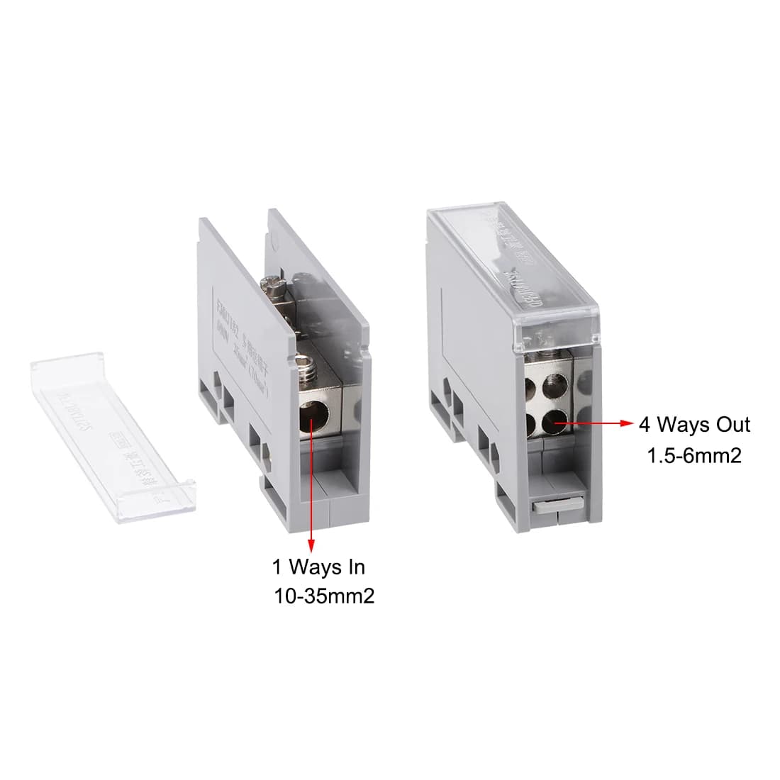 DIN Rail Terminal Block | 1-In, 4/6/9/12-Out Distribution | For Pool Pumps & Gate Motors - Thumbnail 2
