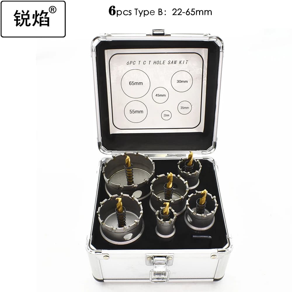 TCT Hole Saw Kit | 6-Piece Set (16-65mm) | For Stainless Steel & Thick Metal - Thumbnail 3