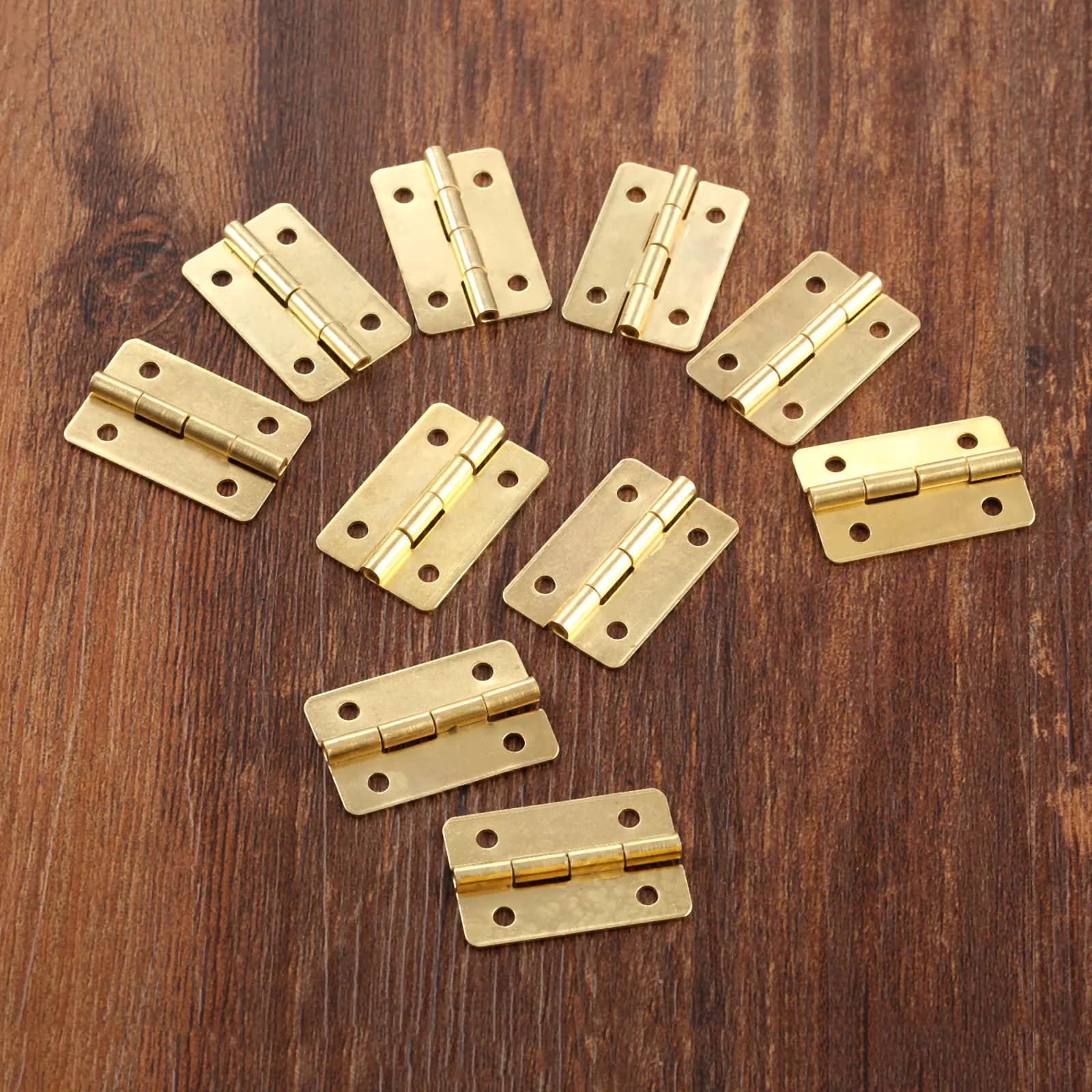 Flat Hinges | 30x21mm Golden Fillet Design | 10Pcs Set for Jewelry & Decorative Wood Boxes - Thumbnail 6