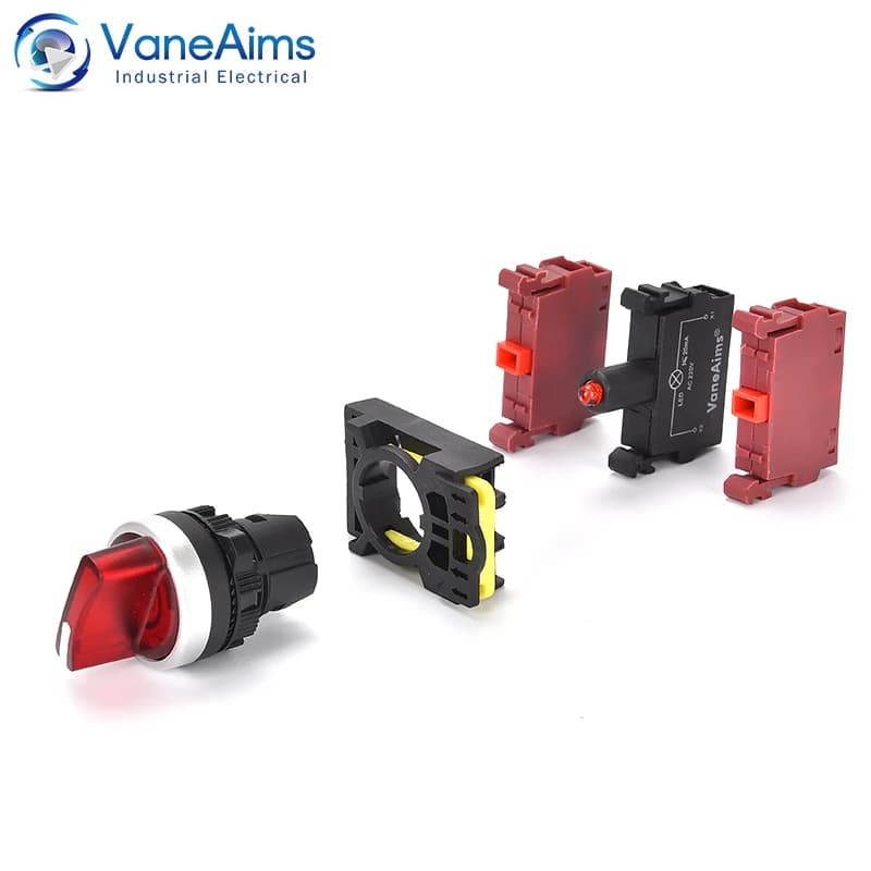 3-Position Rotary Switch Knob | 22mm LA36M | 12V-220V Power Selector with LED Indicator - Thumbnail 6