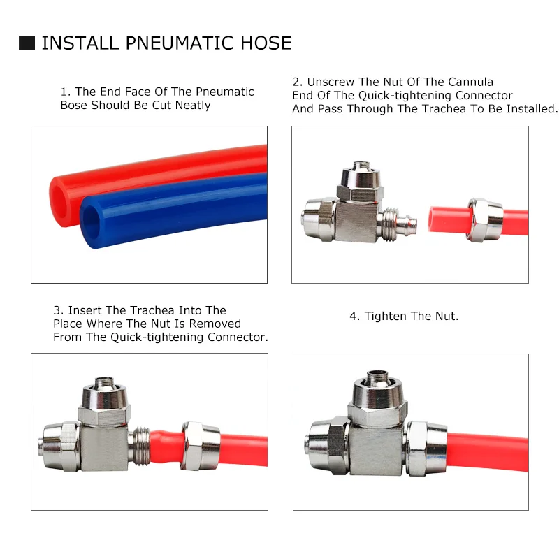High-Pressure Pneumatic Tee Fitting | Quick-Connect Brass Lock | PE 4-16mm Sizes - Thumbnail 7