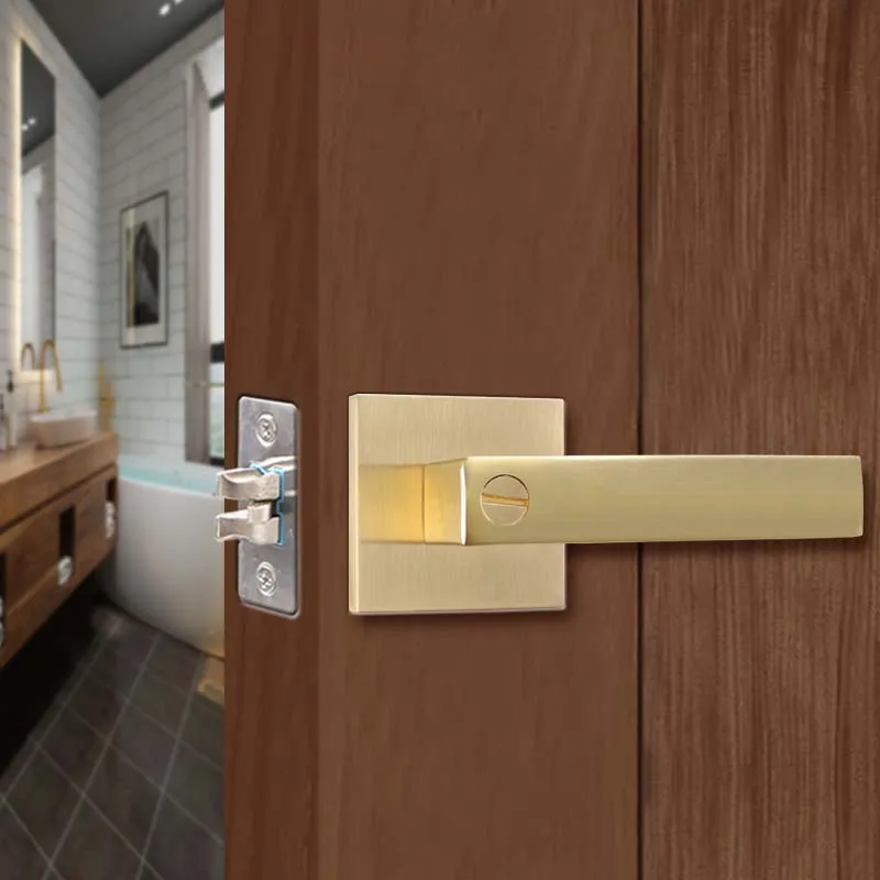Alloy Door Handle Lock | Three-bar Ball Lock for Bedroom & Bathroom | High-Grade Furniture Hardware - Thumbnail 3