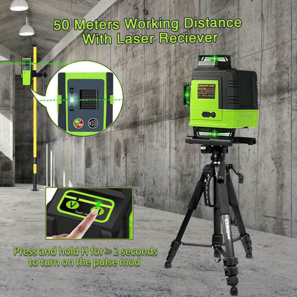 Laser Level | 4D 16-Line Green Beam | Remote Control | 5000mAh Battery - Thumbnail 2
