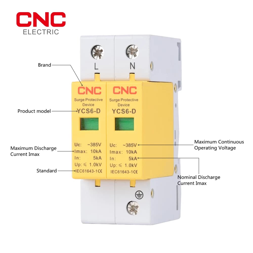 2-Pole Surge Protector | 385V AC | 10-20kA Capacity | Whole-Home Electrical Protection - Thumbnail 3