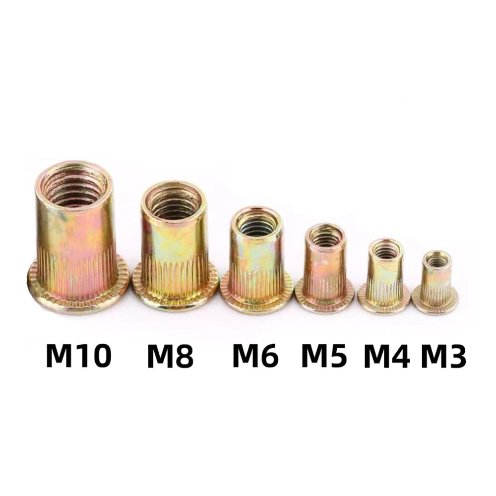 M3-M12 Rivet Nuts | Zinc Plated Carbon Steel Nutserts | Flat Head Threaded Inserts for Nut Gun - Thumbnail 4